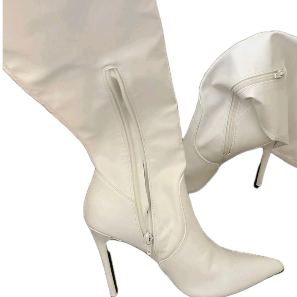 Shoe Dazzle White Stiletto Heeled Boots Women's Size 10 (NIB) - Picture 2 of 9